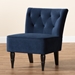 Baxton Studio Harmon Modern and Contemporary Transitional Navy Blue Velvet Fabric Upholstered and Black Finished Wood Accent Chair - RAC515FB-Navy Blue Velvet/Black-CC