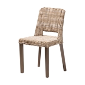 Baxton Studio Magy Modern Bohemian Grey Rattan and Natural Brown Finished Wood Dining Chair Baxton Studio restaurant furniture, hotel furniture, commercial furniture, wholesale dining room furniture, wholesale dining chairs, classic dining chairs