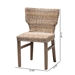 bali & pari Enver Modern Bohemian Grey Rattan and Brown Wood Dining Chair - Enver-Grey Natural Rattan-DC
