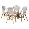 Baxton Studio Genica Classic French Black and White Weaving and Natural Brown Rattan 5-Piece Indoor and Outdoor Bistro Set Baxton Studio restaurant furniture, hotel furniture, commercial furniture, wholesale dining room furniture, wholesale dining set, classic dining set